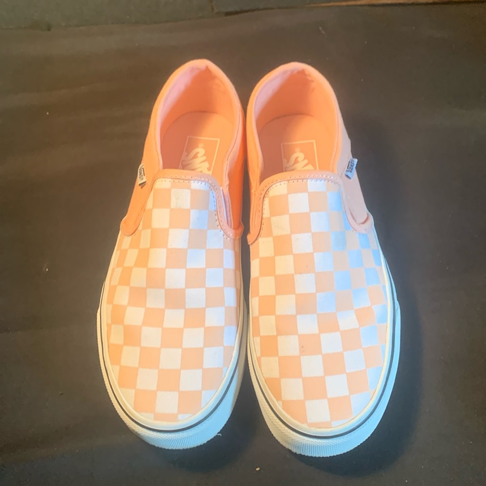 Vans Classic Slip-On Low Checkerboard Peach Skate Shoes women  Size 7 Sneakers